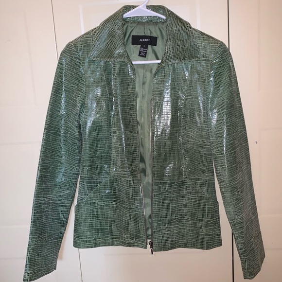 Alfani green leather jacket - Picture 1 of 3